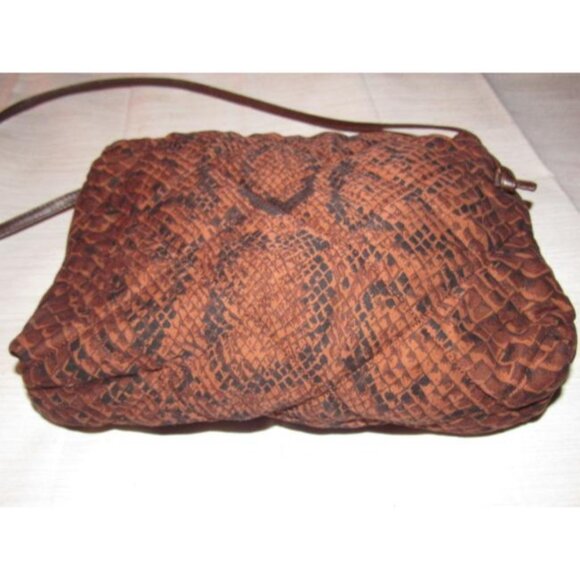 Bottega Veneta Vintage Crossbody Reptile Print Fabric In Browns - Picture 2 of 12